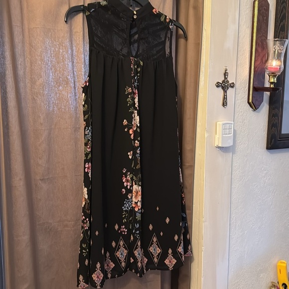 Boho Lace Floral Midi Dress – Navy Blue Vintage-Inspired (Size M)” - Picture 5 of 5